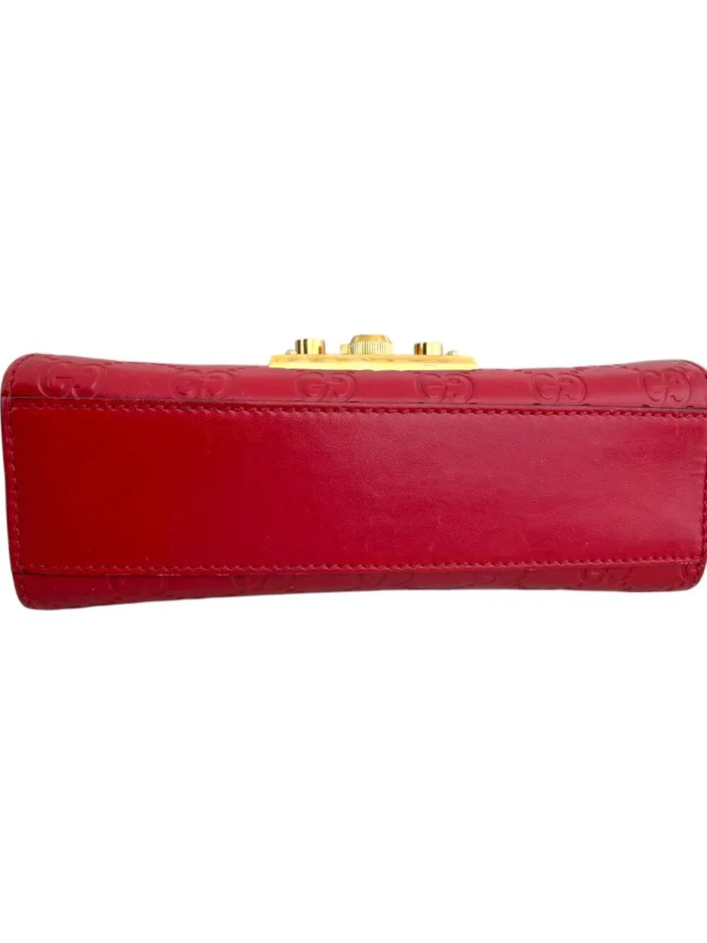 Gucci Red Guccissima Padlock Small Shoulder Bag with Chain